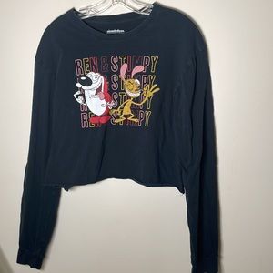 Ben and Stimpy long sleeve T shirt crop top girls XL